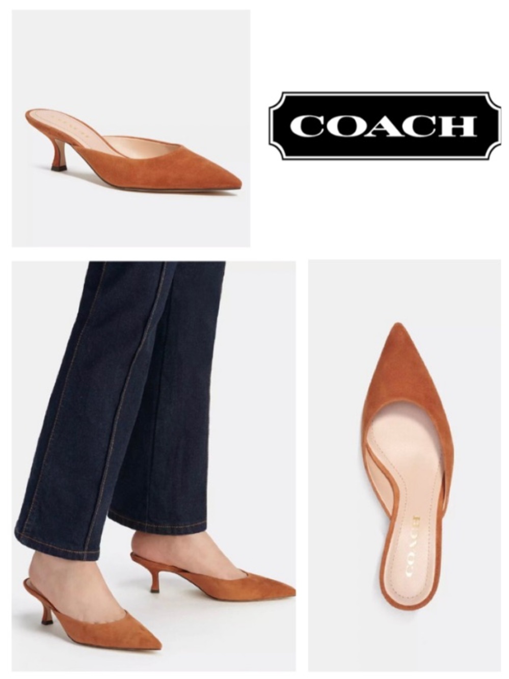 Coach Renn Suede Mule in ‘Burnished Amber’ (5.5)